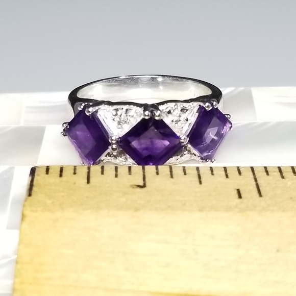 SS Amethyst & Topaz Ring  Sz7 - Picture 8 of 10